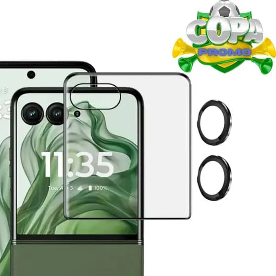 Película de Tela Traseira Vidro Temperado Premium + Película de Câmera para Motorola Razr 50 Ultra.