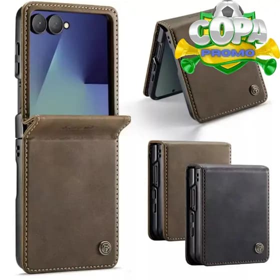 Capinha Para Z Flip 7 com proteção na Dobradiça Couro Premium Case