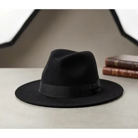 Chápeu Fedora Country Feltro Aba Média Masculino Feminino Ajustável Adulto Elegante Preto Lollapalooza Social Chic