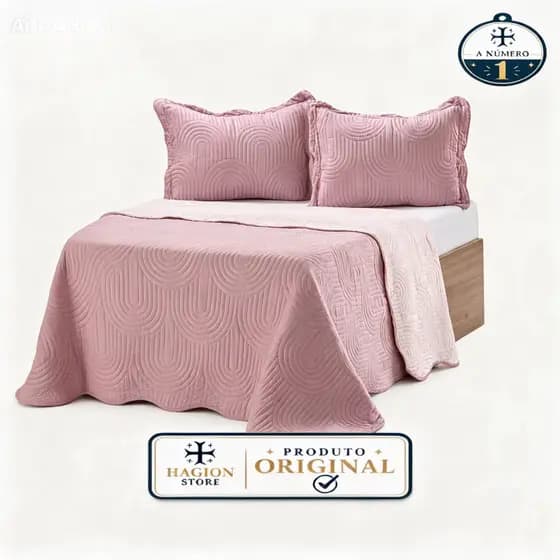 Colcha Queen Ultra Lisse 2,30x2,50m Porta Travesseiros Lisa Premium Rolinho