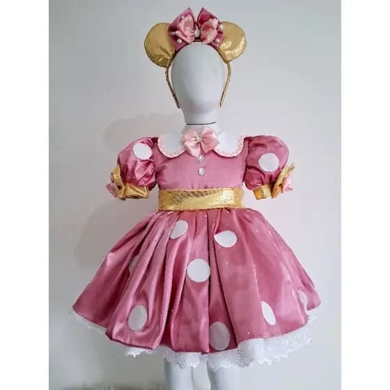 Fantasia Minnie Rosa luxo/Vestido minnie infantil