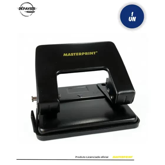Furador de Papel Pefurador de Papel Preto 2 Furos Para até 20 Folhas Metal Aço Masterprint