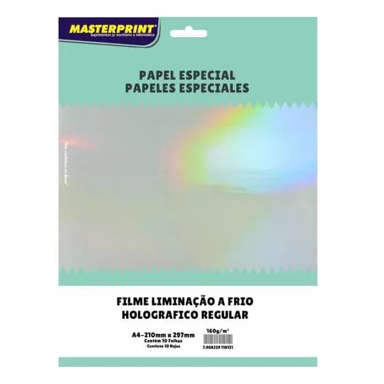 Vinil Laminação A Frio Holográfico Masterprint A4 160g - 10 Folhas