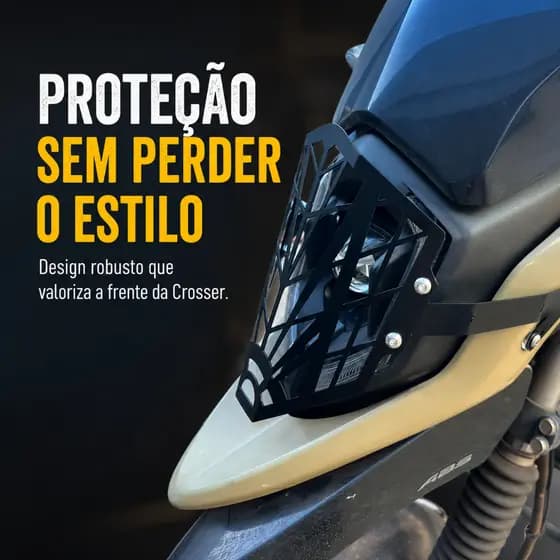 Protetor de Farol Yamaha Crosser 150 2022 a 2026 Grade em Aço Carbono Preto Fosco