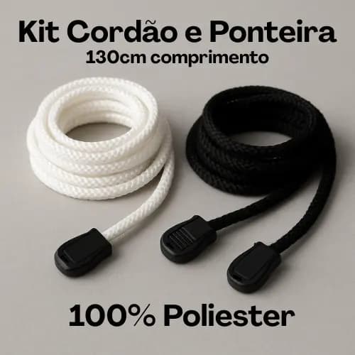 Kit Cordão com Ponteiras Para Short Bermuda Calça Moletom Com Acabamento
