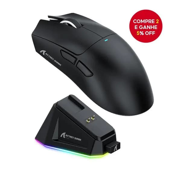 Ataque Tubarão X11 Mouse Bluetooth Para Laptop Sem Fio Com Doca De Carregamento Magnético 63g Leve 22000DPI 2026 Verão N