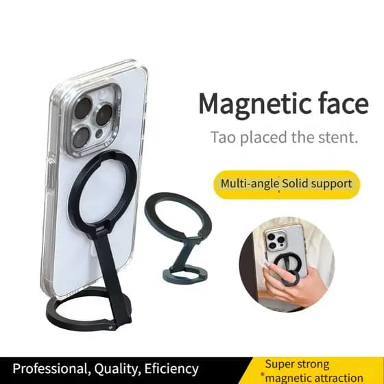 Suporte de telefone magnético dobrável e multifuncional de dupla face, serve como suporte de mesa e suporte veicular,
