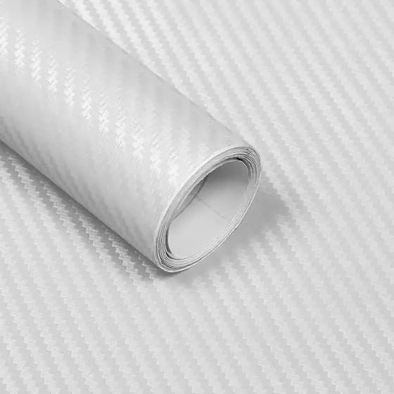 Adesivo Autoadesivo De Liberação De Ar Em Rolo De Vinil Para Carro Fibra De Carbono Branco 3D