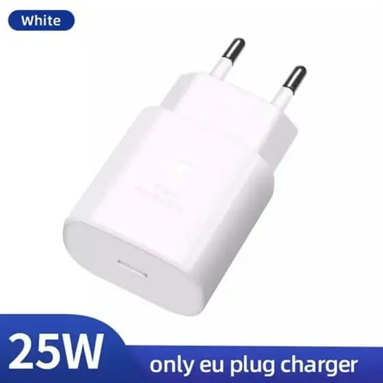 Carregador Rápido PD 25W Adaptador Tipo C, Carregador de Parede Plugue UE para Samsung Galaxy S25, S26