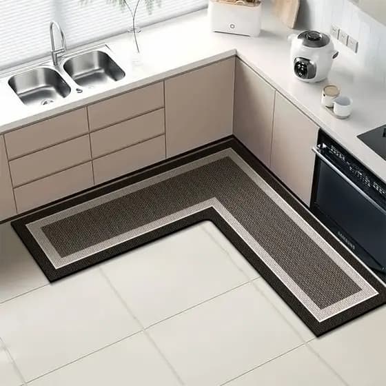Tapete de cozinha grande e de formato irregular, tapete antiderrapante em L, tapete absorvente para banheiro, tapete de