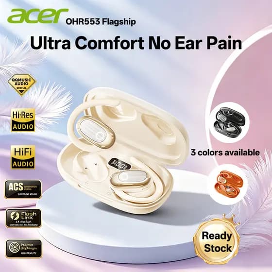 Fones de ouvido à prova d’água Acer OHR553, fones de ouvido Bluetooth sem fio, resistentes ao suor, ultra fones de alta
