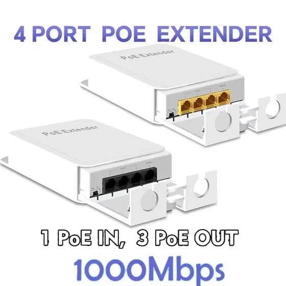 100Mbps 4 Portas IP55 Repetidor POE à prova d'água 1 a 3 Interruptor de Rede Extensor PoE para IPC/NVR retransmissão