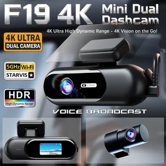 Câmera Veicular 4K UHD Gravação Câmera Frontal e Traseira HDR Visão Noturna Gravador Embutido Wi-Fi Monitoramento por