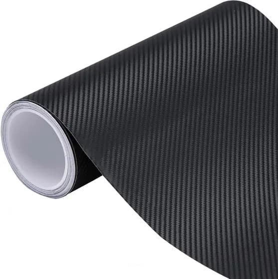 Rolo de Vinil 3D Fibra de Carbono Preto Premium com Liberação de Ar, Adesivo DIY, Autoadesivo para Envelopamento de