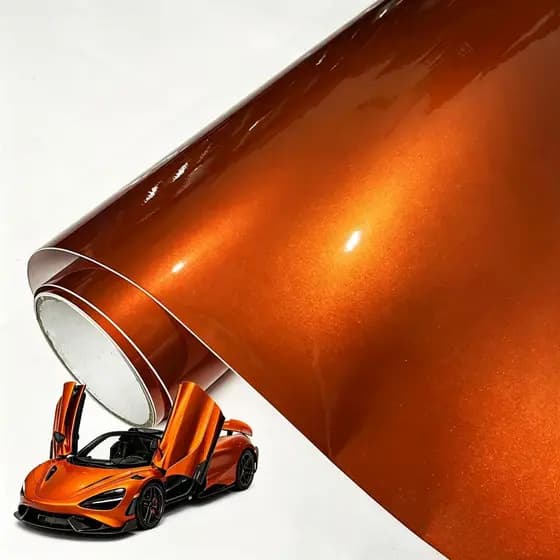 Rolo De Filme Envoltório De Vinil Metálico Laranja Brilhante Autoadesivo Adesivo Decalque De Carro Com Liberação De Ar