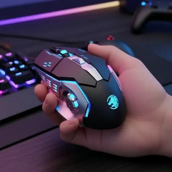 EWEADN G3 Mouse Gamer Vertical com Fio - 7200 DPI, Luzes RGB, Pegada Ergonômica para Gamers de PC