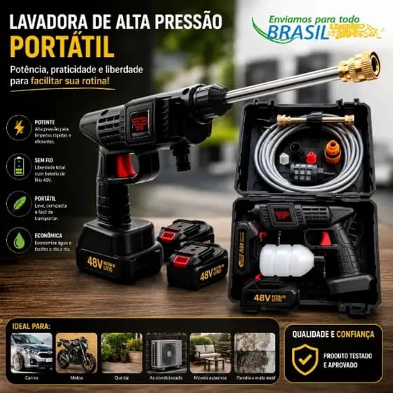 Lavadora de Alta Pressão Kit Completo com Maleta e Bateria Recarregável