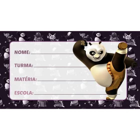 20 ETIQUETAS ESCOLAR Kung - Fu - Panda 2026 KIT COM 20 ADESIVOS ESCOLAR DO Kung - Fu - Panda 8X5