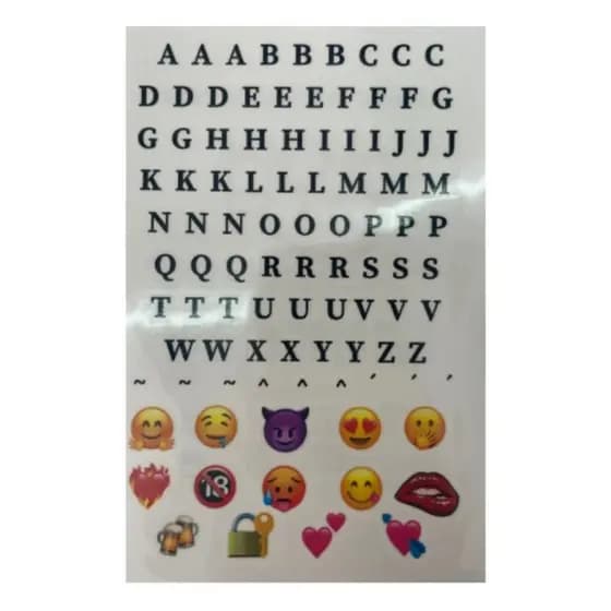 Tatuagem Temporária Letras A A Z Coração Boca Emoticon