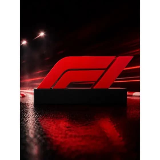 Escultura Logo Fórmula 1 (F1) em Impressão 3D com Base Decorativa