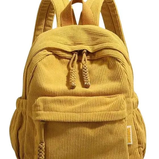 Mochila Veludo Cotelê Para Estudantes Estilosa Viagem