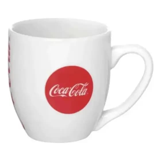 Caneca Coca-cola 300ml Porcelana Vermelha Branca