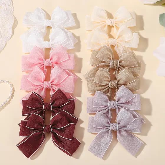 2 Pçs/set Adorável Arco Grampos De Cabelo Cor Sólida Gaze Arcos Clipe Para Crianças Doce Macio Rosa Princesa Meninas Ace
