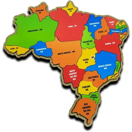 Quebra Cabeça Mapa Do Brasil Em Mdf Infantil Jogo Educativo@