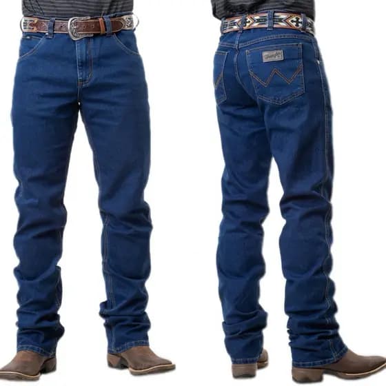 Calça masculina country jeans rodeio montaria tradicional larga