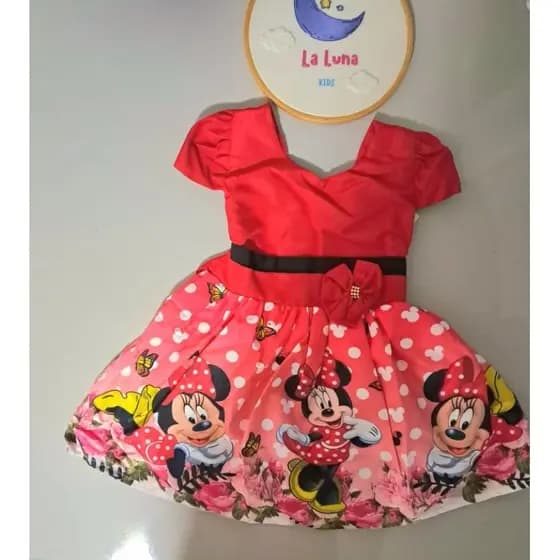 Vestido Vestidos Temáticos Aniversário Festas Bebê Infantil Menina Minnie Vermelha Mesversário