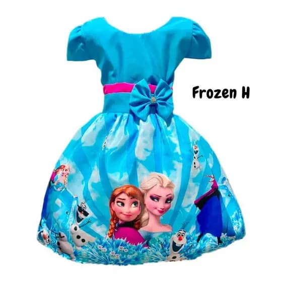 Vestido Temáticos Aniversário Festas Infantil Bebê Menina Frozen Mesversário Neve Elza