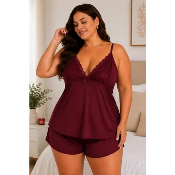 Baby Doll Feminino Plus Size Confortável Pijama Sensual Alcinha