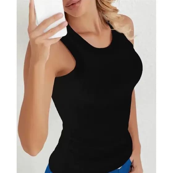 Regatinha Feminina Lisa Básica Casual Ribana Canelada