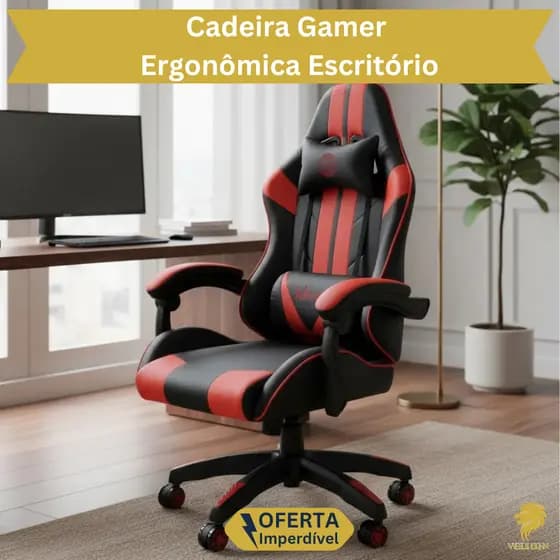 Cadeira Gamer Ergonômica Escritório Reclinável Ajustável Profissional Confortável Rodinha Apoio