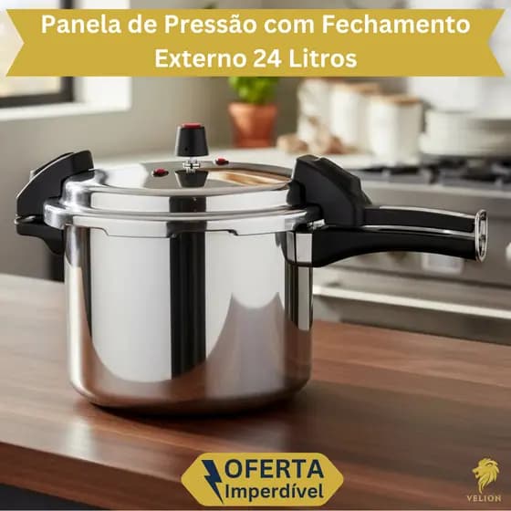 Panela Pressão Grande Litros Fechamento Externo Seguro Profissional Alumínio Cinza Diversos Tamanhos