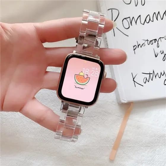 Pulseira De Relógio De Resina Transparente Para Apple Watch Series 7 6 Se 5 4 3 2 1
