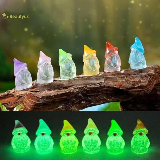 Beautyus 6 Peças Gnomos Jardim De Fadas Miniaturas Luminosa Floresta Fada Musgo Micro Paisagem Acessórios De Decoração D