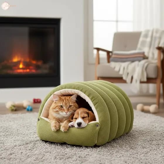 Cama Para Animais De Estimação Lavável , Espessada , Calor Fechado , Design , Enchimento De Algodão PP , Quatro Estações