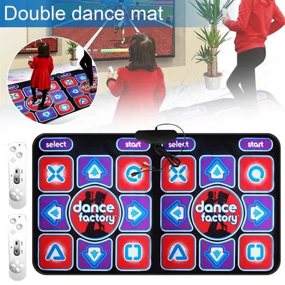 Tapete De Dança Duplo Sem Fio Antiderrapante Com 2 Controle Remoto Multifuncional Para Pc Tv