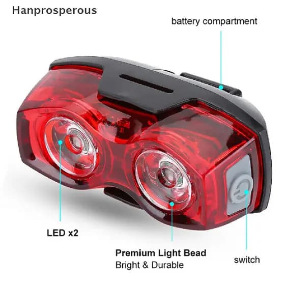 Hp > 2LED Bicicleta Brilhante Segura Traseira Piscando Luz De Alerta