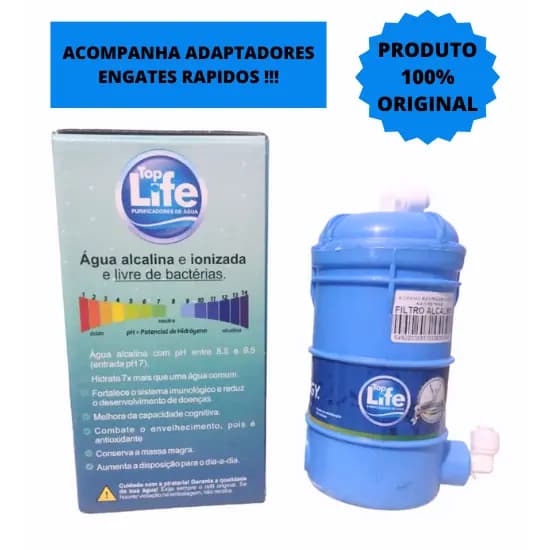 Refil alcalino para filtro e purificadores top life ph 8.5 a 9.5