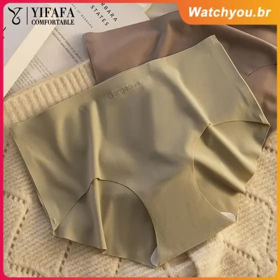 Calcinha de seda antibacteriana para ioga e fitness, sem costuras, cintura média, para meninas, Oceanic.BR