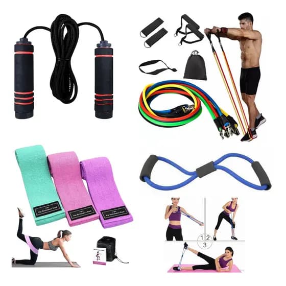 Elásticos Para Fazer Exercícios Fisioterapia E Alongamentos Treino Em Casa + Corda de Pular