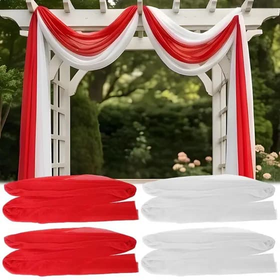 4-1Pc 20 * 275cm Corredor De Mesa De Tule De Chiffon-Seda De Tecido Transparente DIY-Decoração Drapeada De Sobreposição
