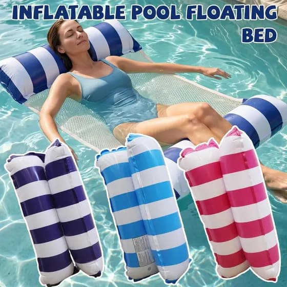 Rede De Água Inflável De Malha De Drenagem Dobrável-Tapete De Cama Flutuante Para Piscina Listrada Espessa-Confortável C