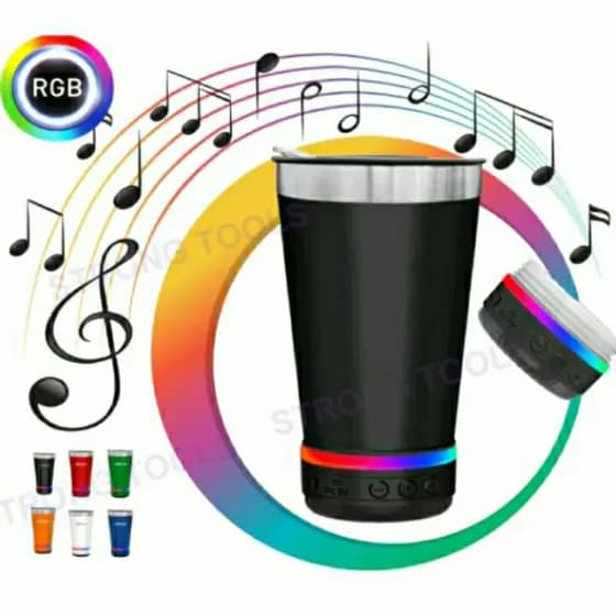 Copo Térmico 420ML Inox Com Caixa De Som Rgb Bluetooth Beer Música