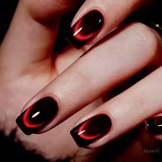 24psc Preto Vermelho Unhas Falsas Elegante Acessório De Manicure De Longa Duração Para Mulheres