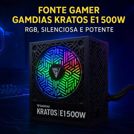 Fonte ATX 500W Gamdias Kratos P500 – Gamer, Silenciosa, RGB, 80 Plus