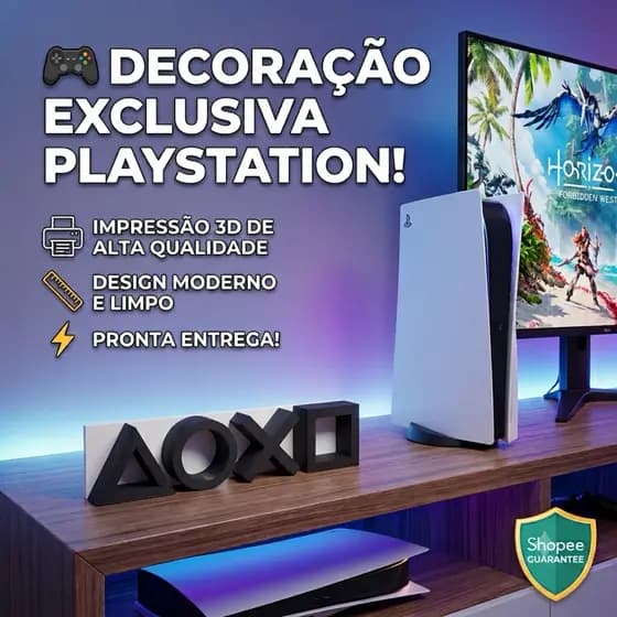 Decoração Exclusiva PlayStation - Logos dos Botões em 3D