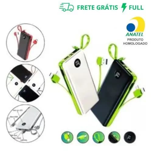CARREGADOR PORTÁTIL TURBO POWER BANK 10.000 MAH BTE-09A (IOS, V8 E TIPO-C) BTE-09A